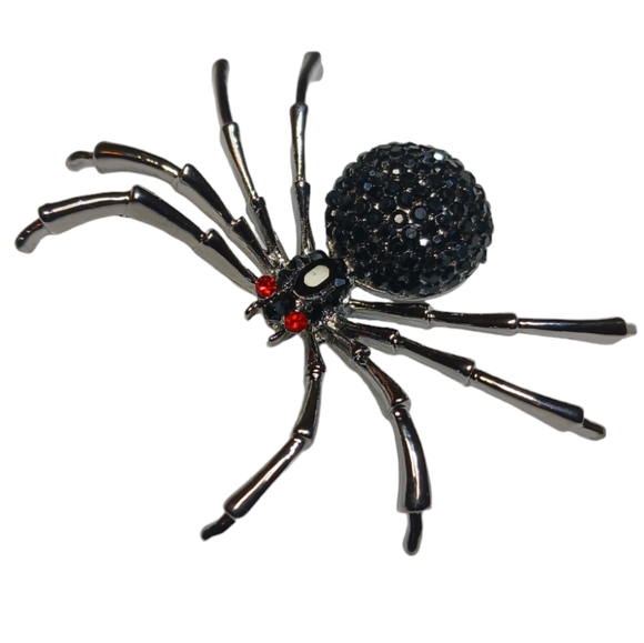 Bling Spider Pin Rhinestone Brooch - Picture 2 of 12